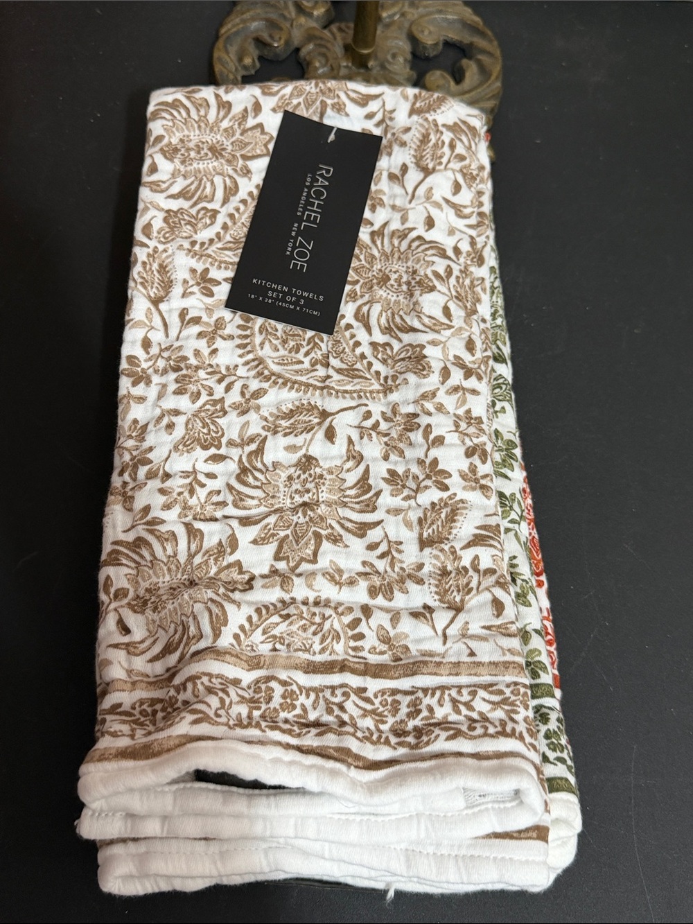 Rachel Zoe set of 3 fall colors gauze cotton kitchen towels